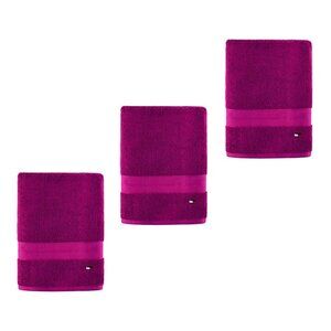 3 brand new Tommy Hilfiger American 100% Cotton BATH Towels in RASPBERRY ROSE